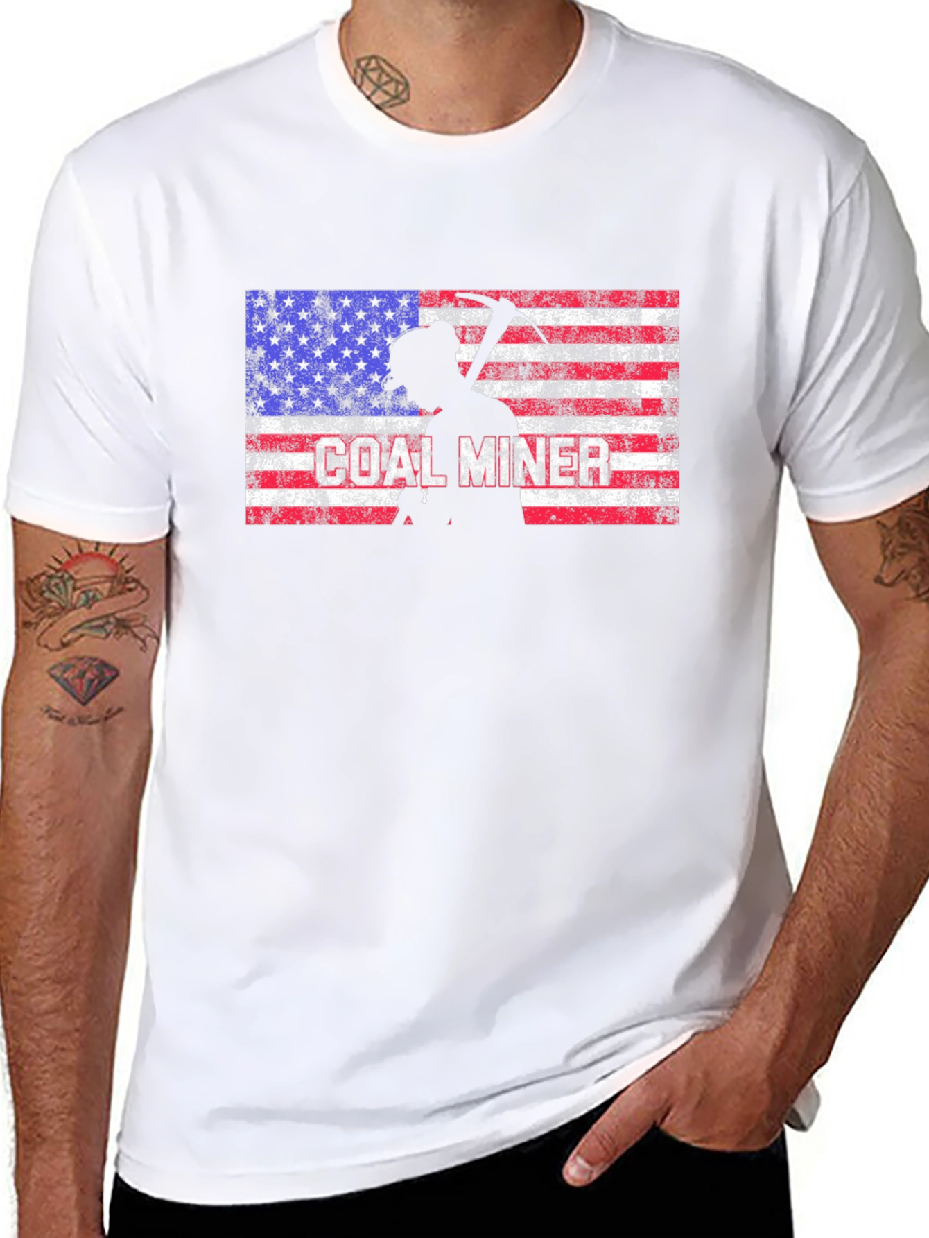Coal Miner American Flag Graphic T-Shirt