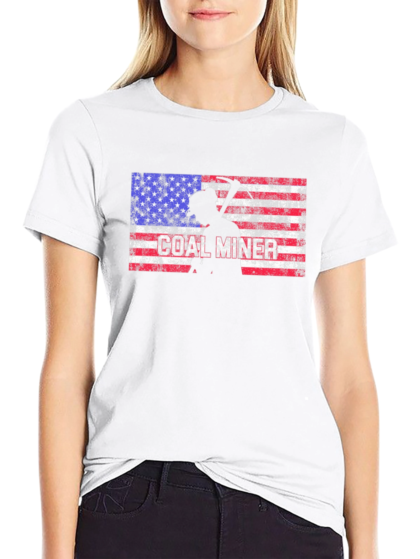 Coal Miner American Flag Graphic T-Shirt