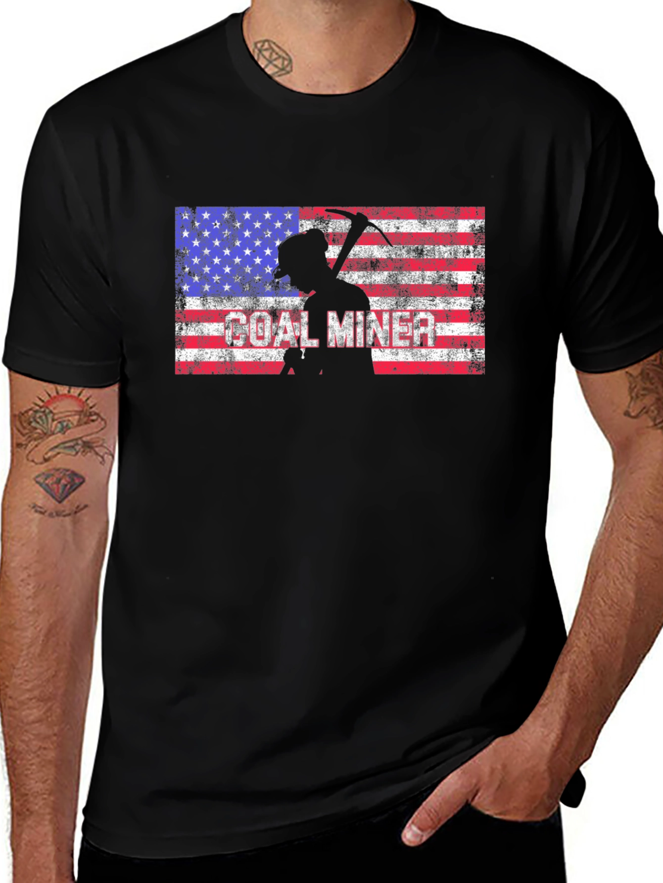 Coal Miner American Flag Graphic T-Shirt
