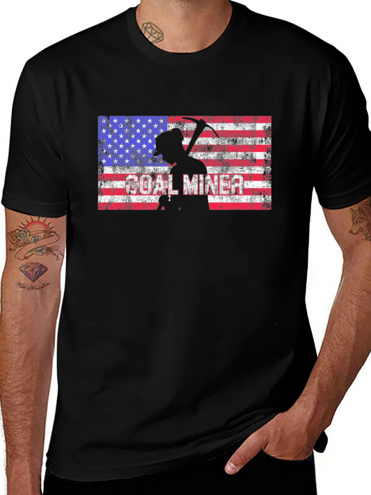 Coal Miner American Flag Graphic T-Shirt