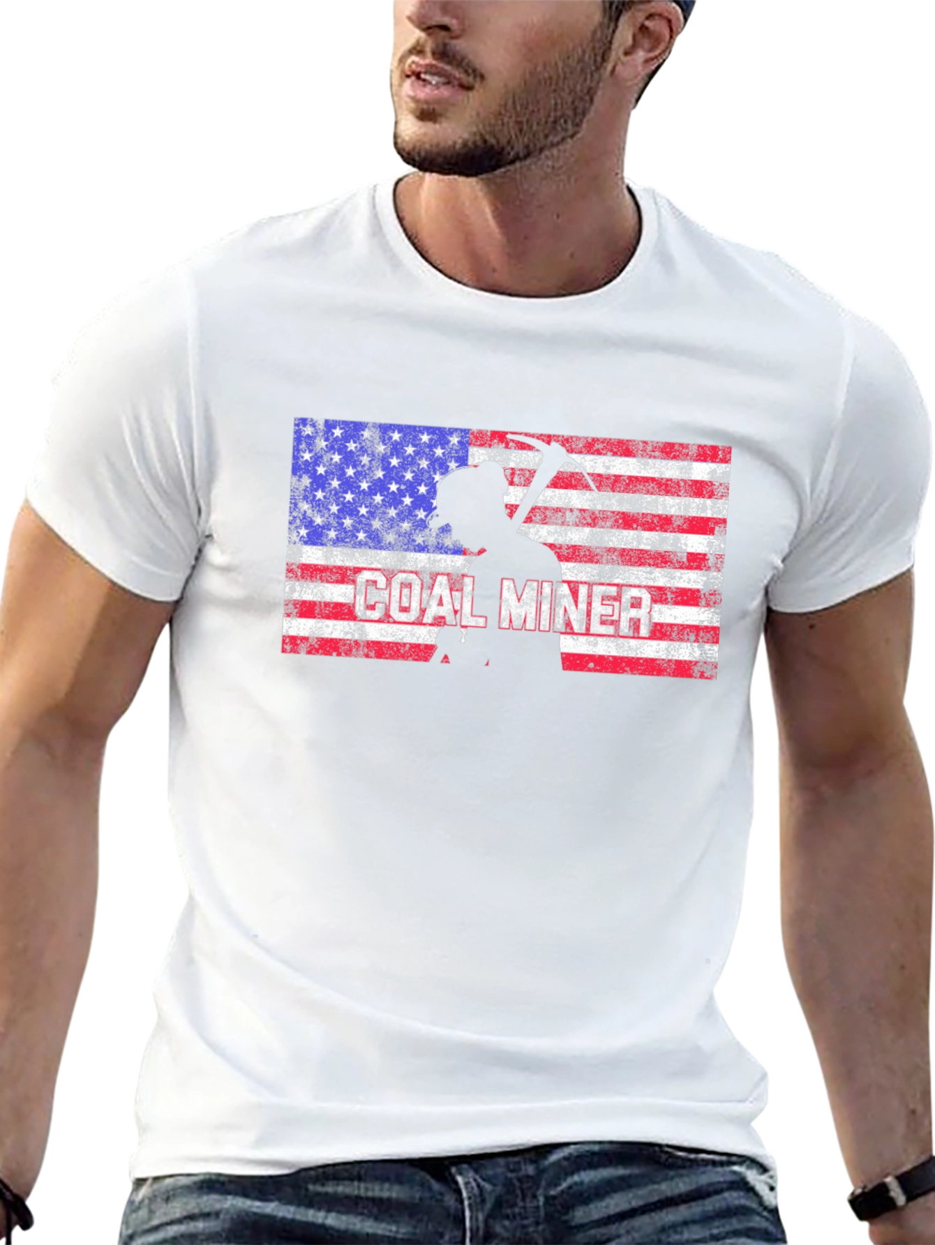 Coal Miner American Flag Graphic T-Shirt