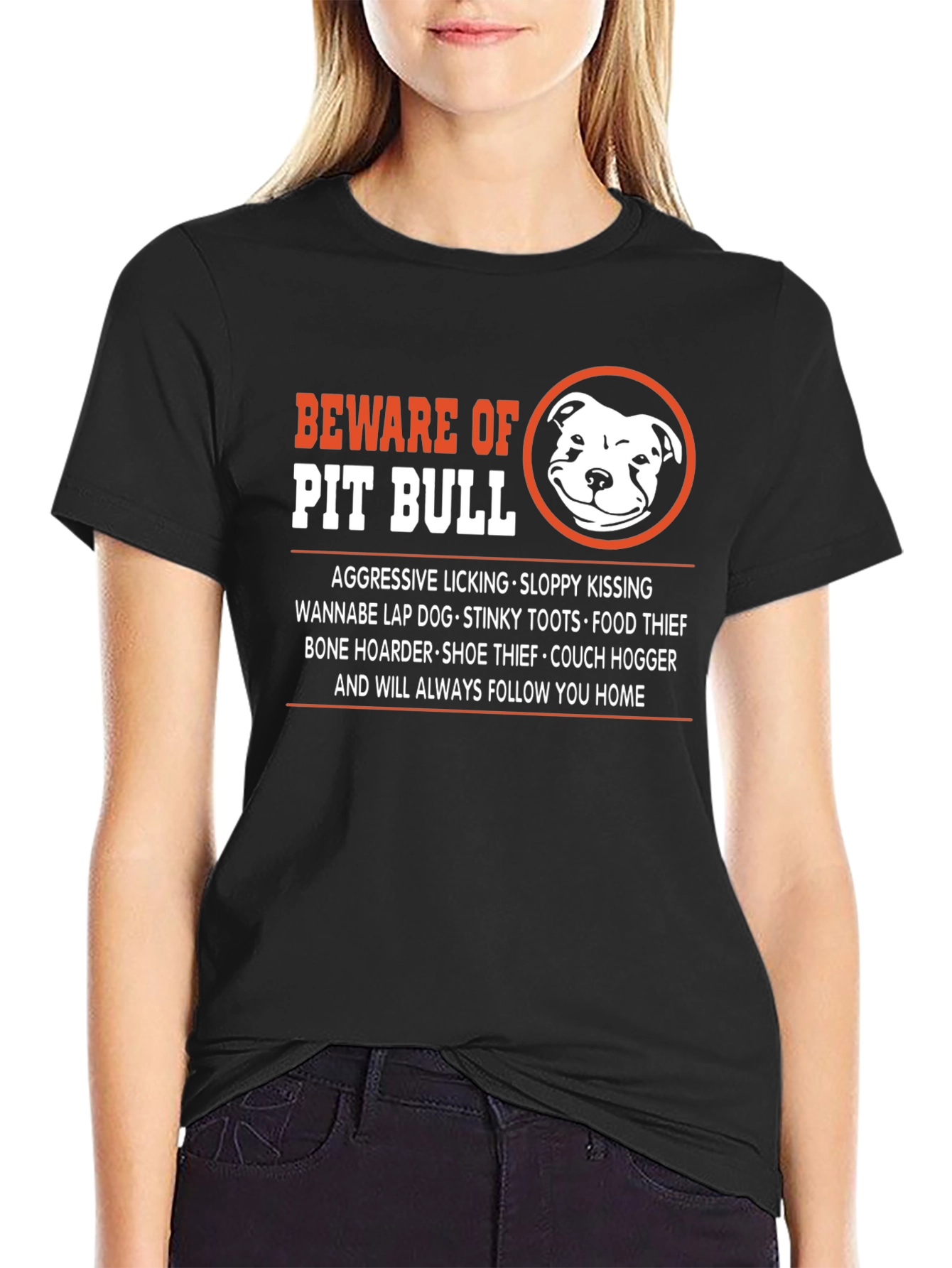Beware of Pit Bull Novelty Graphic T-Shirt