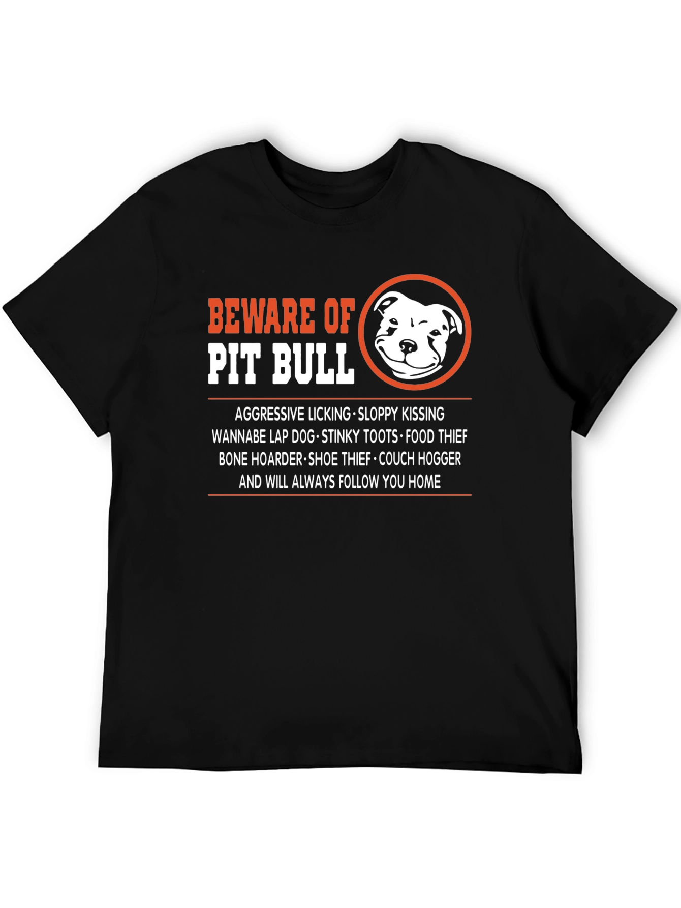 Beware of Pit Bull Novelty Graphic T-Shirt