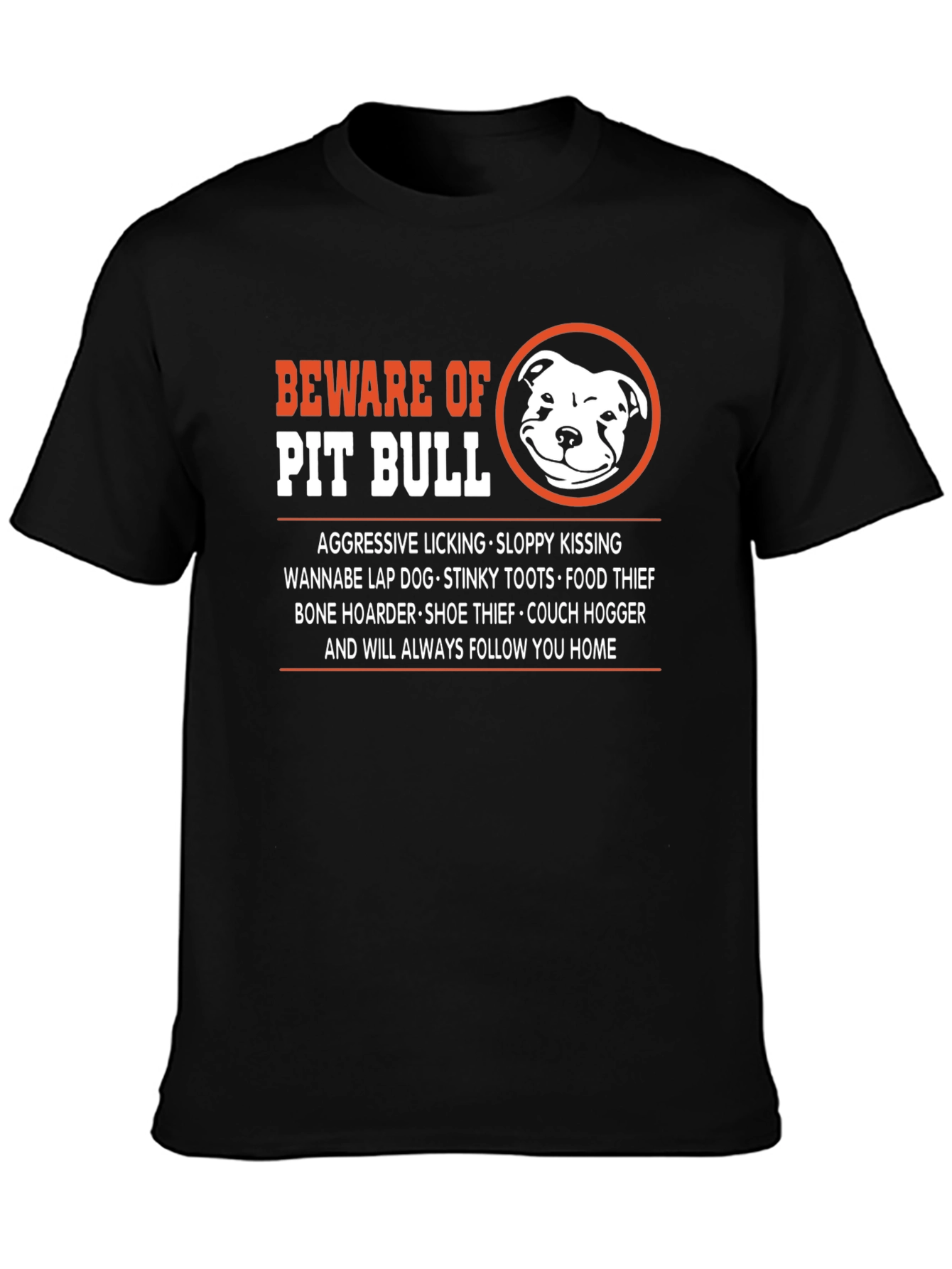 Beware of Pit Bull Novelty Graphic T-Shirt
