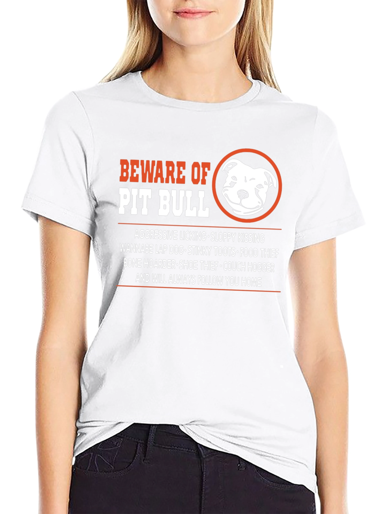 Beware of Pit Bull Novelty Graphic T-Shirt