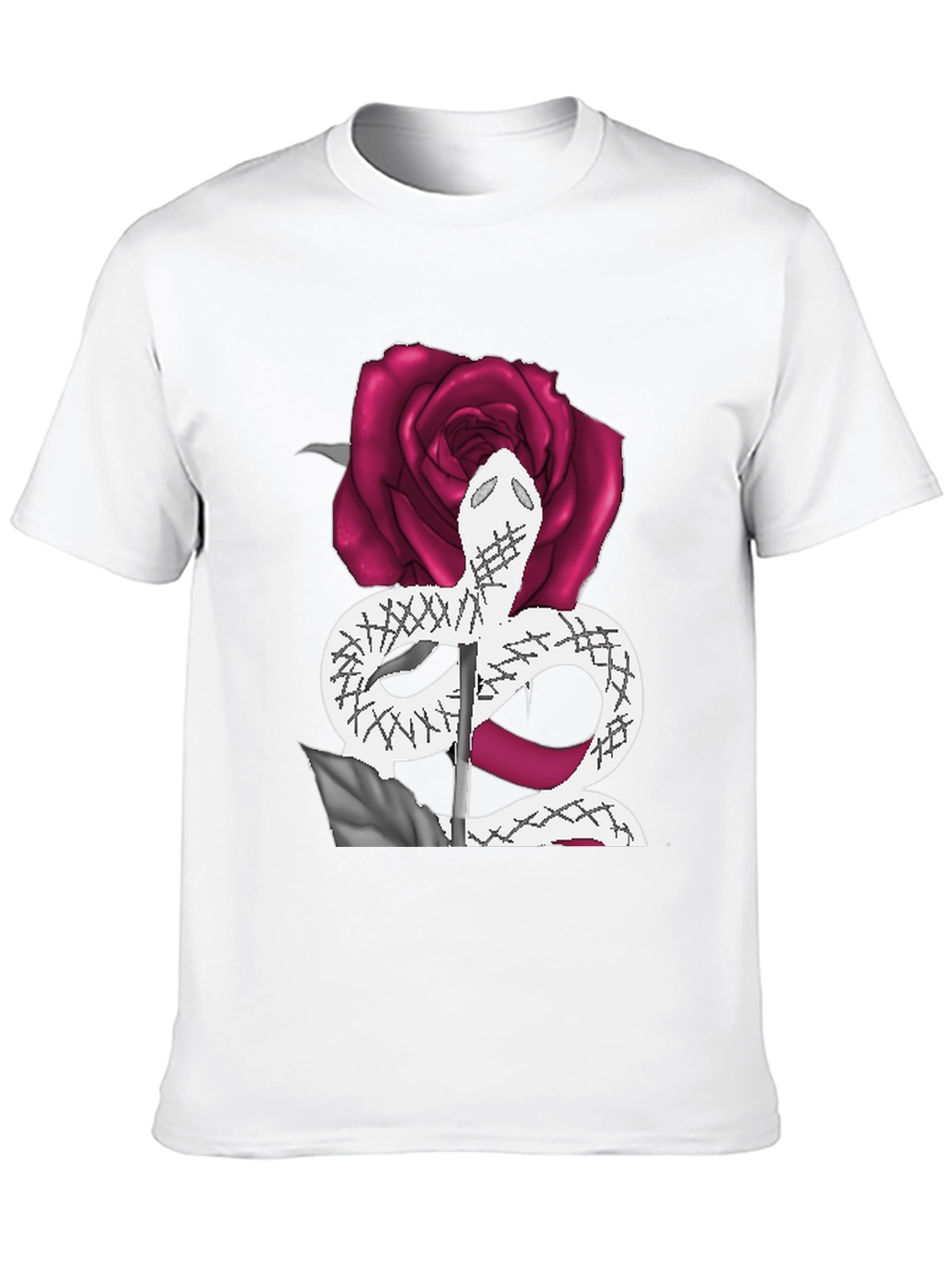 Snake & Rose Graphic Tee - Stylish Black T-Shirt
