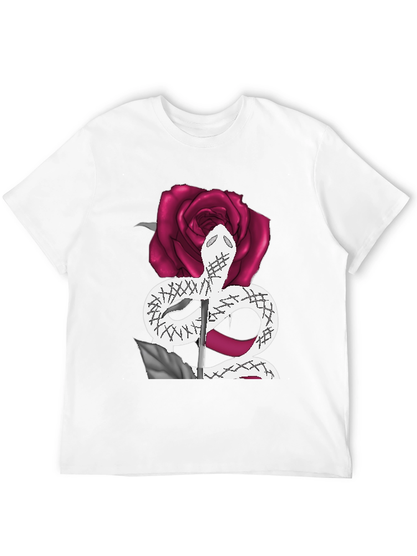Snake & Rose Graphic Tee - Stylish Black T-Shirt
