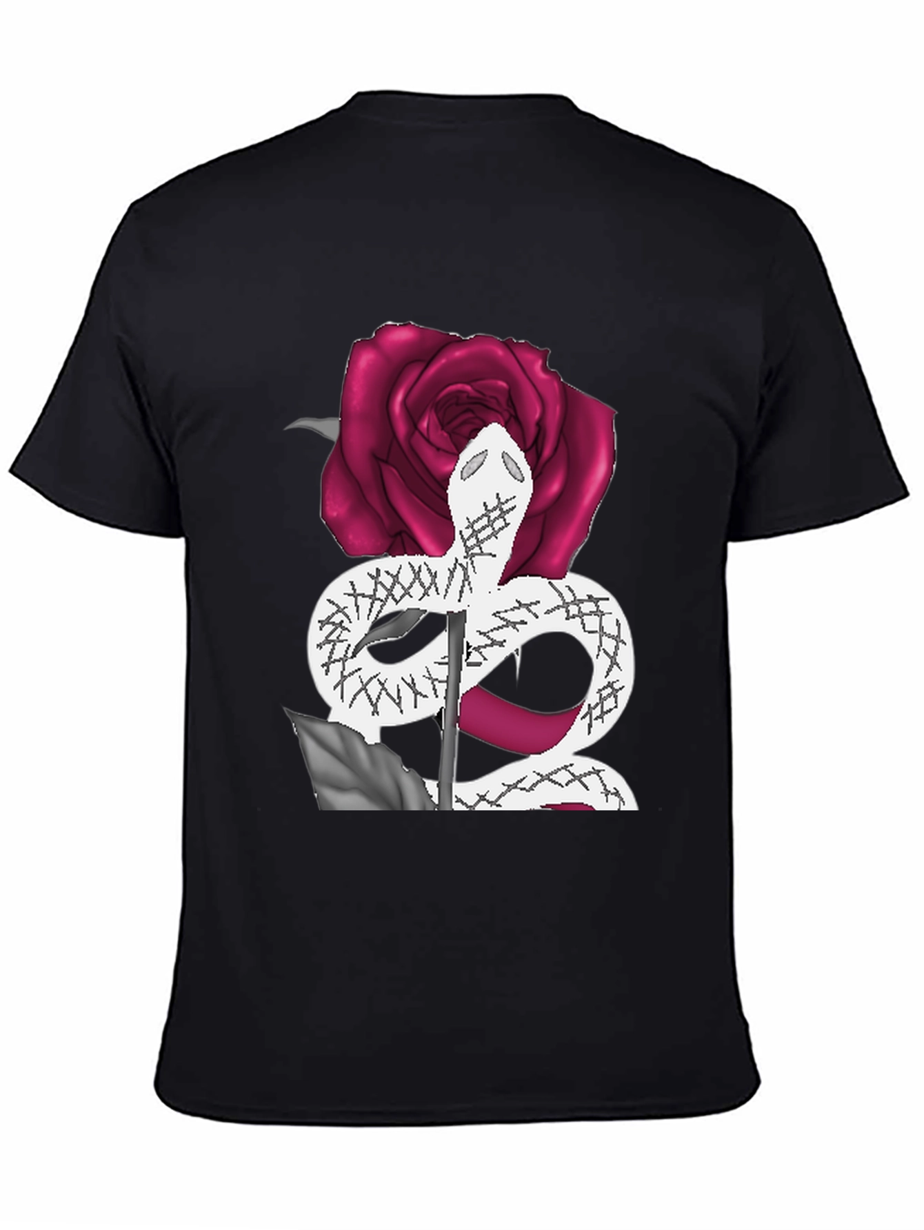 Snake & Rose Graphic Tee - Stylish Black T-Shirt