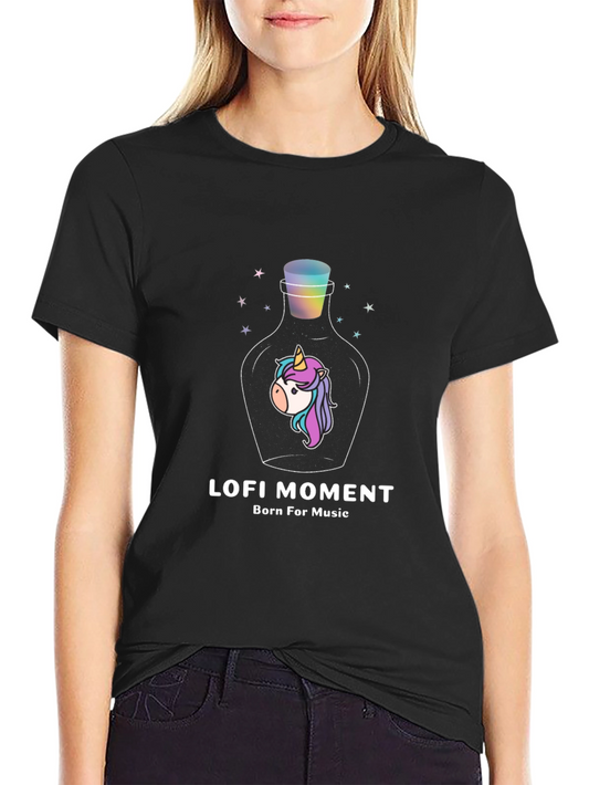 Lofi Moment Unicorn Bottle Graphic T-Shirt