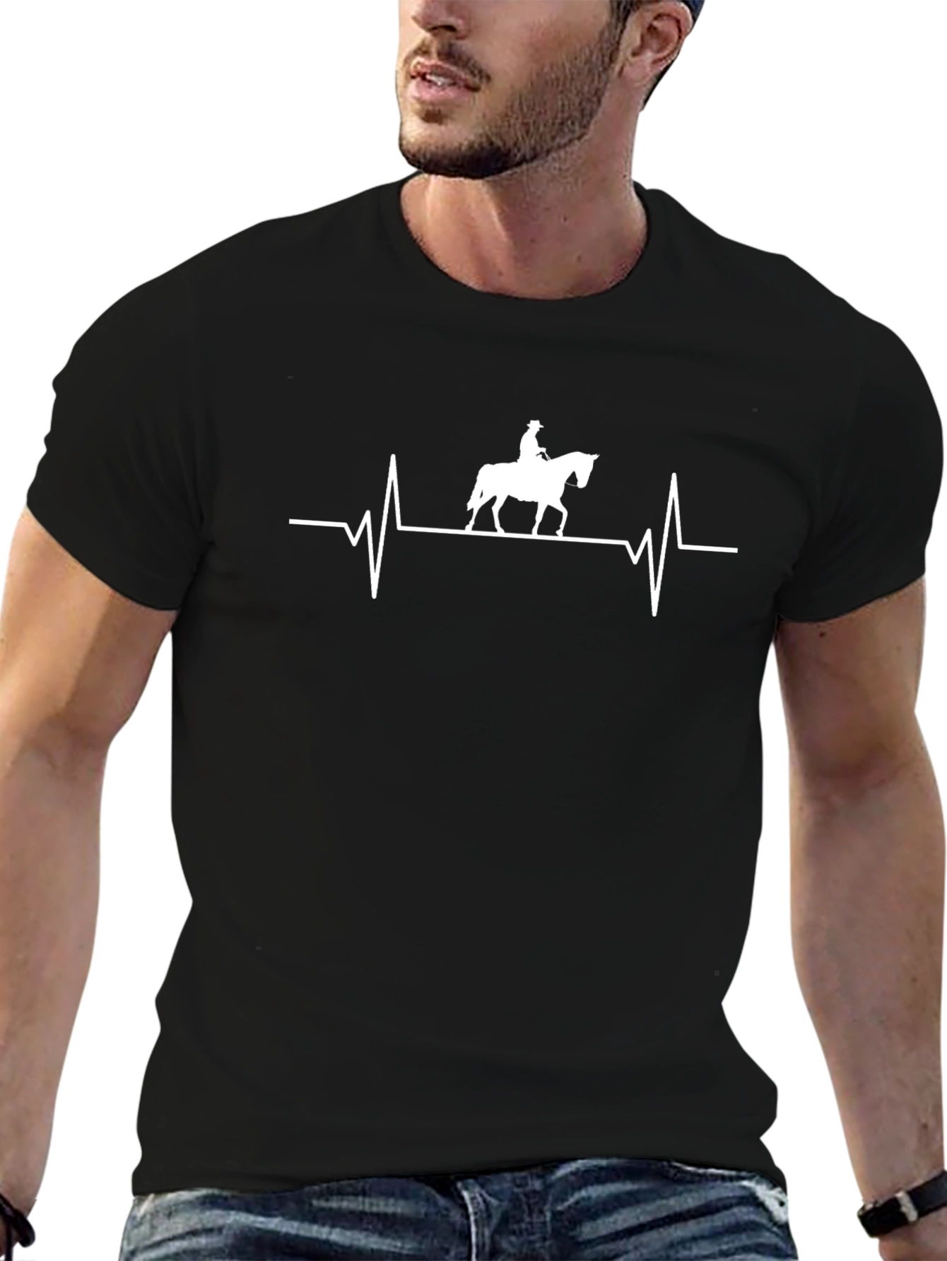 Horse Rider Heartbeat Graphic T-Shirt