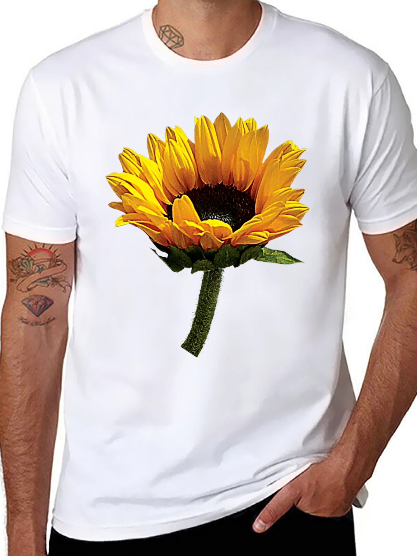 Sunflower Graphic Tee - Black Cotton T-Shirt