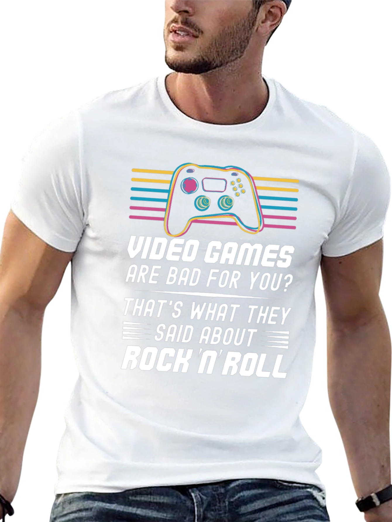 Video Games & Rock N Roll Graphic T-Shirt