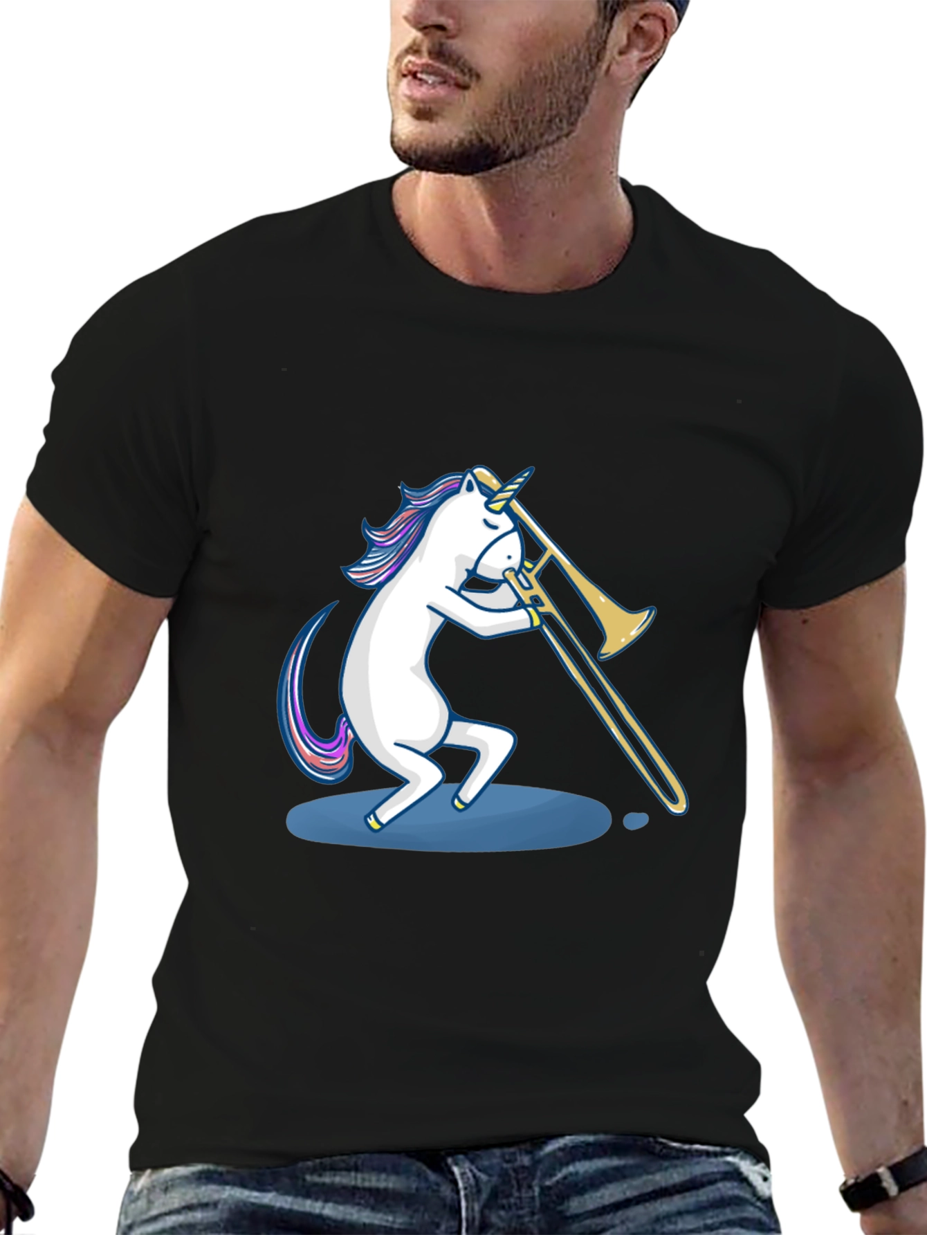 Unicorn Trombone Player Graphic Tee