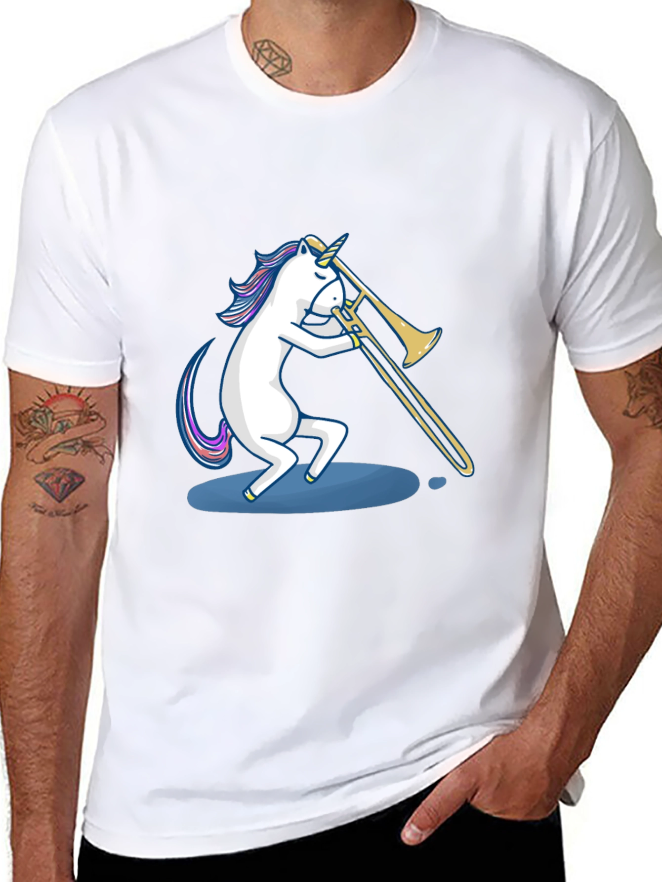 Unicorn Trombone Player Graphic Tee