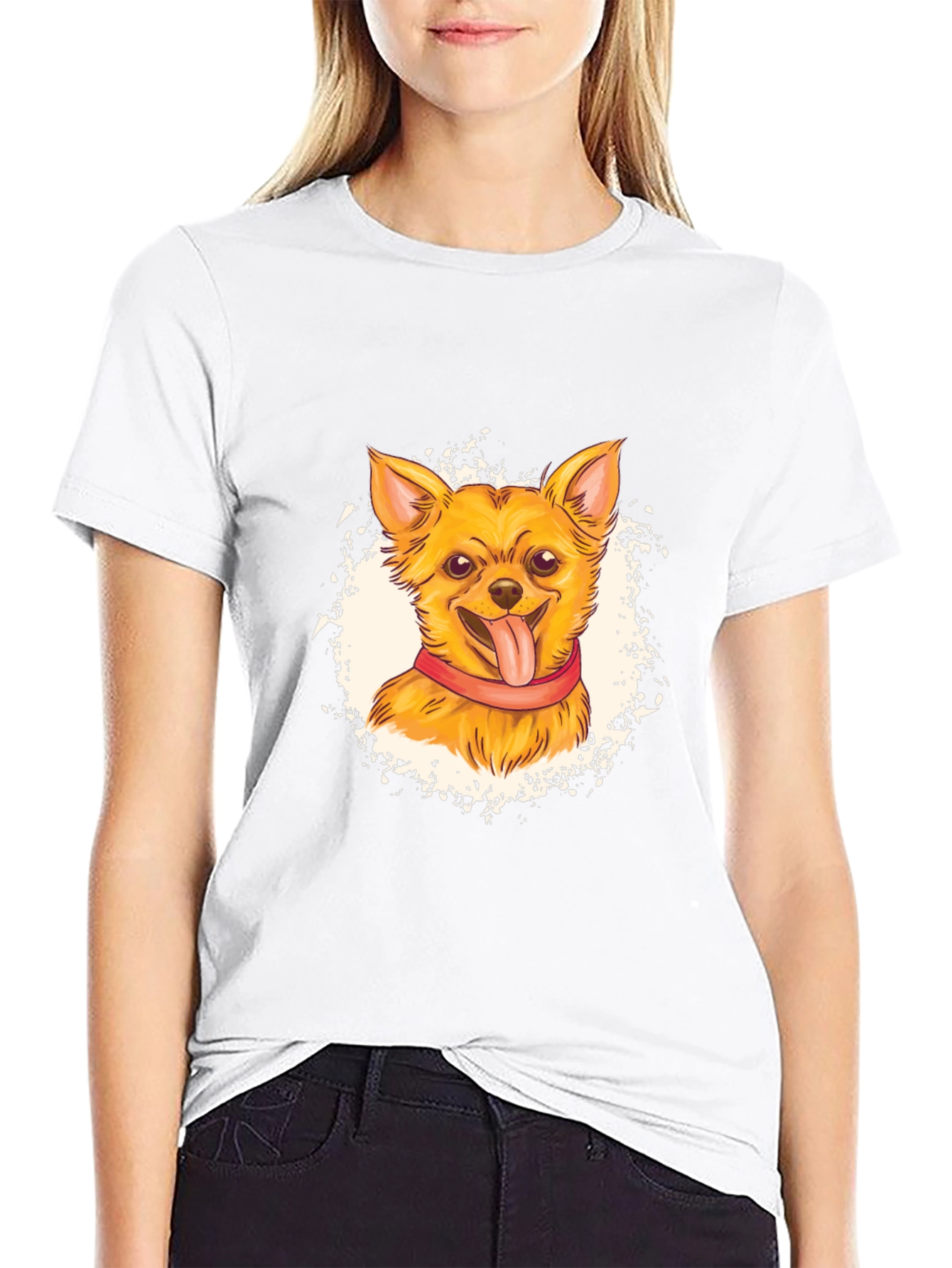 Chihuahua Graphic Print Black T-Shirt