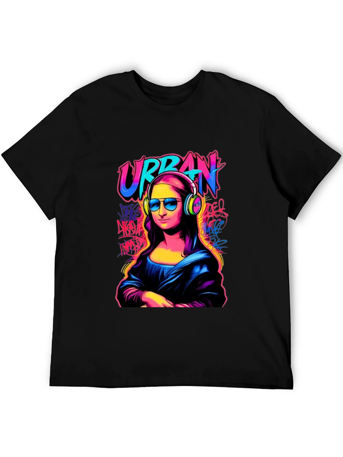 Urban Mona Lisa Graphic T-Shirt - Black