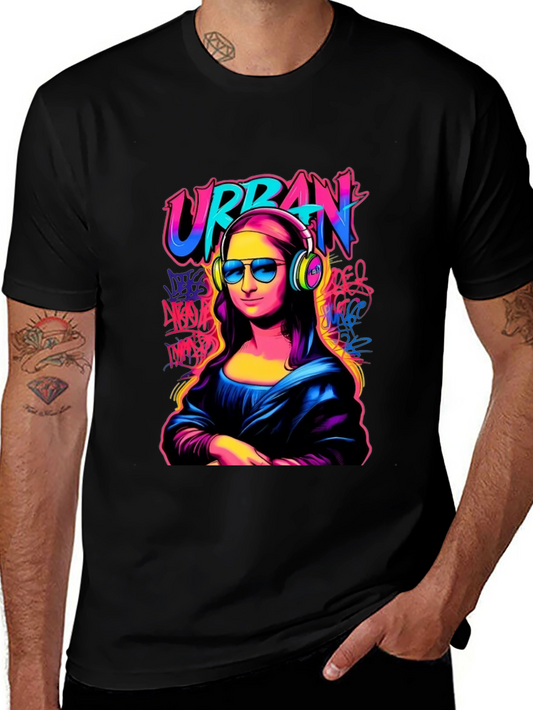 Urban Mona Lisa Graphic T-Shirt - Black