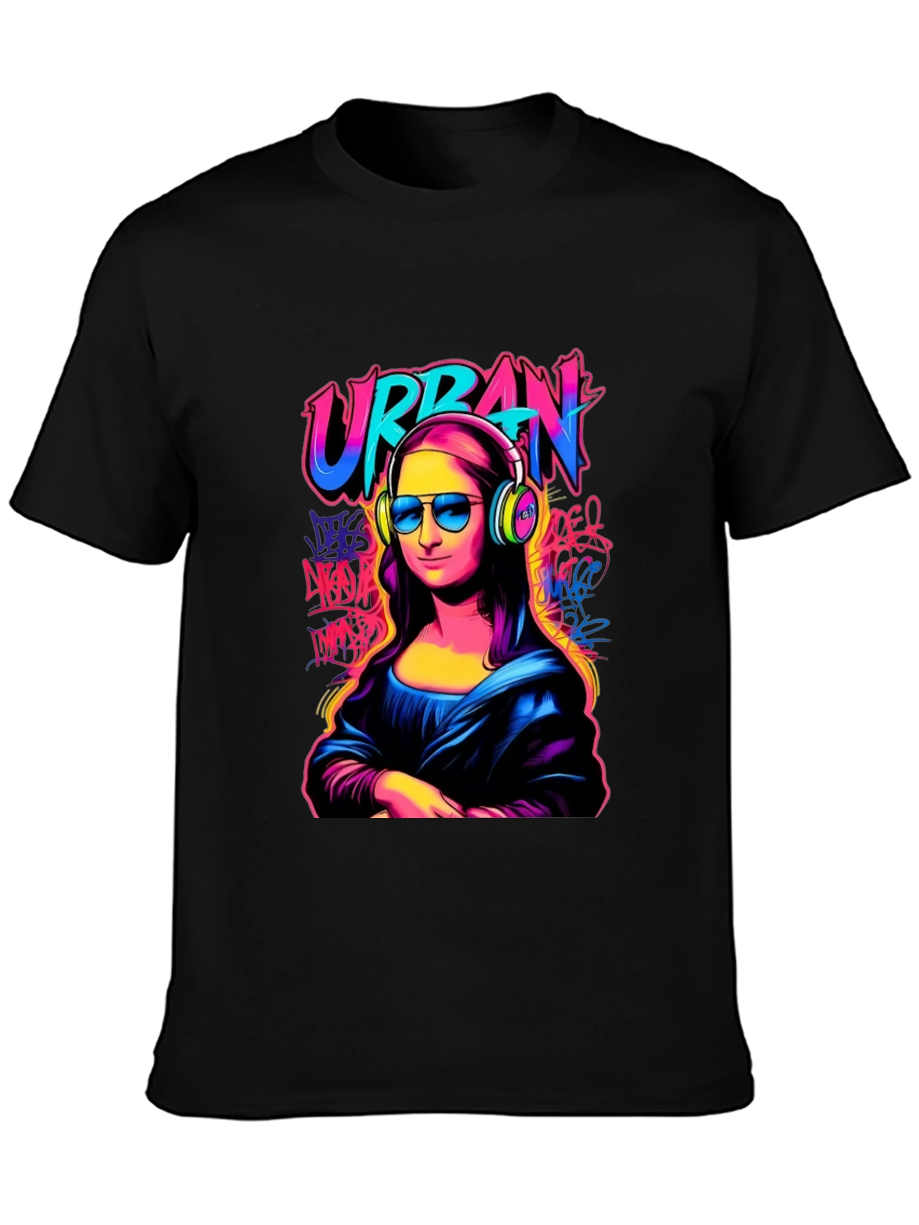 Urban Mona Lisa Graphic T-Shirt - Black