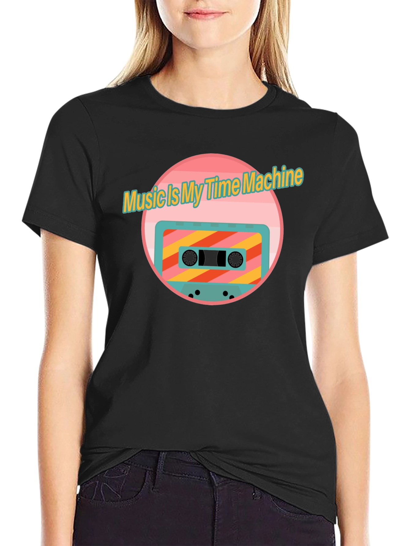 Retro Music Time Machine Cassette Tape Graphic T-Shirt