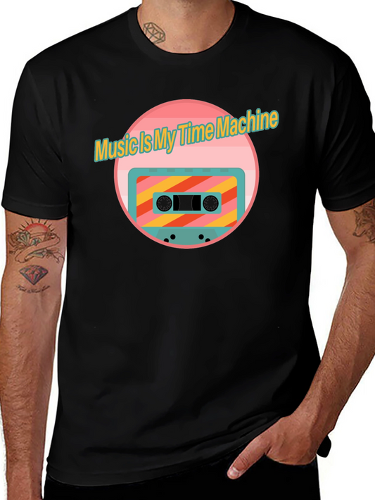 Retro Music Time Machine Cassette Tape Graphic T-Shirt