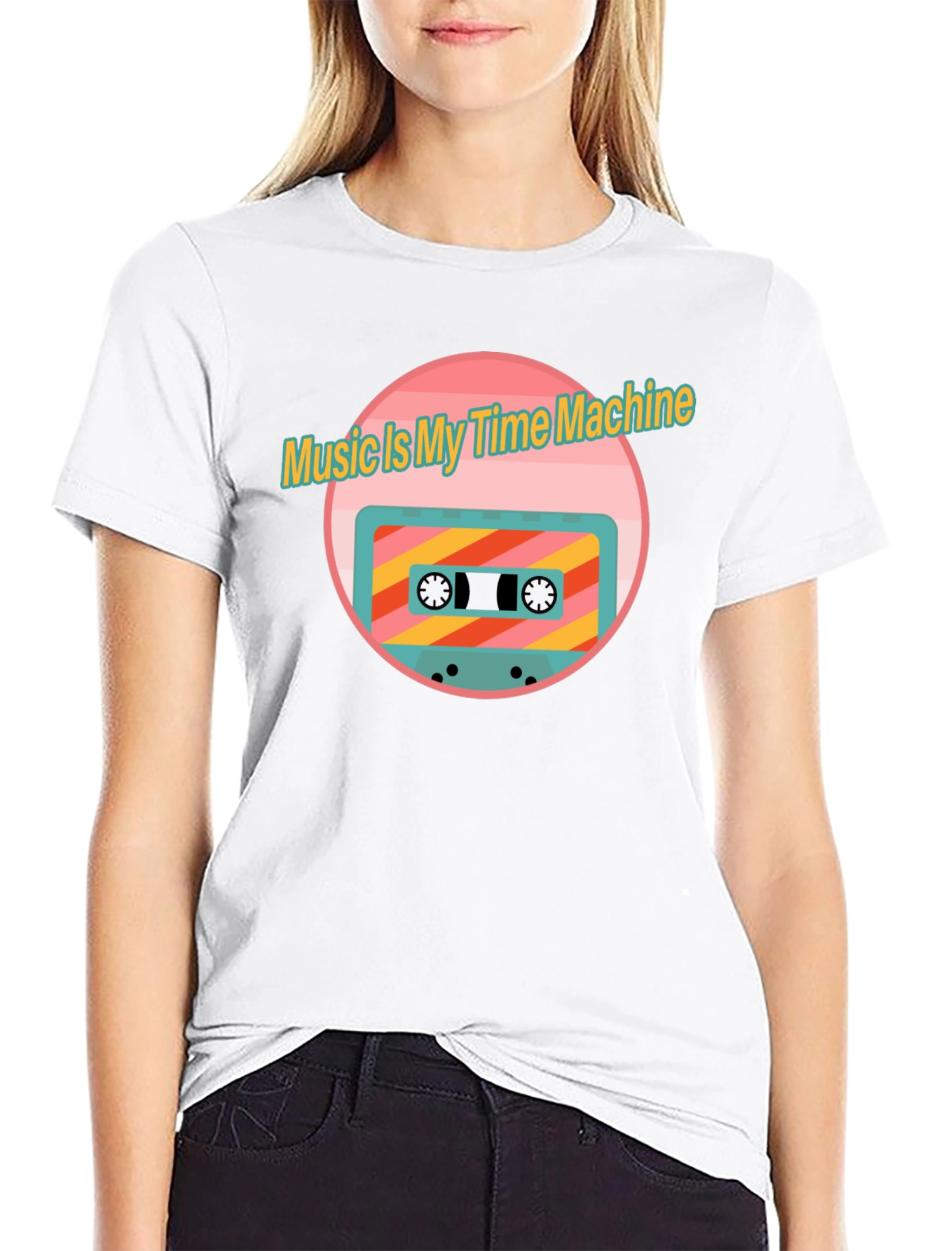Retro Music Time Machine Cassette Tape Graphic T-Shirt