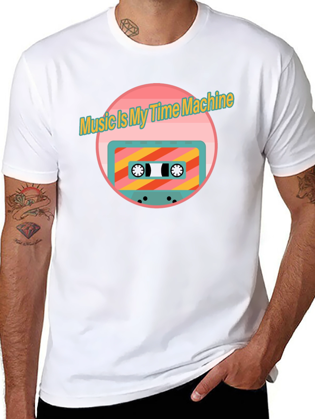 Retro Music Time Machine Cassette Tape Graphic T-Shirt