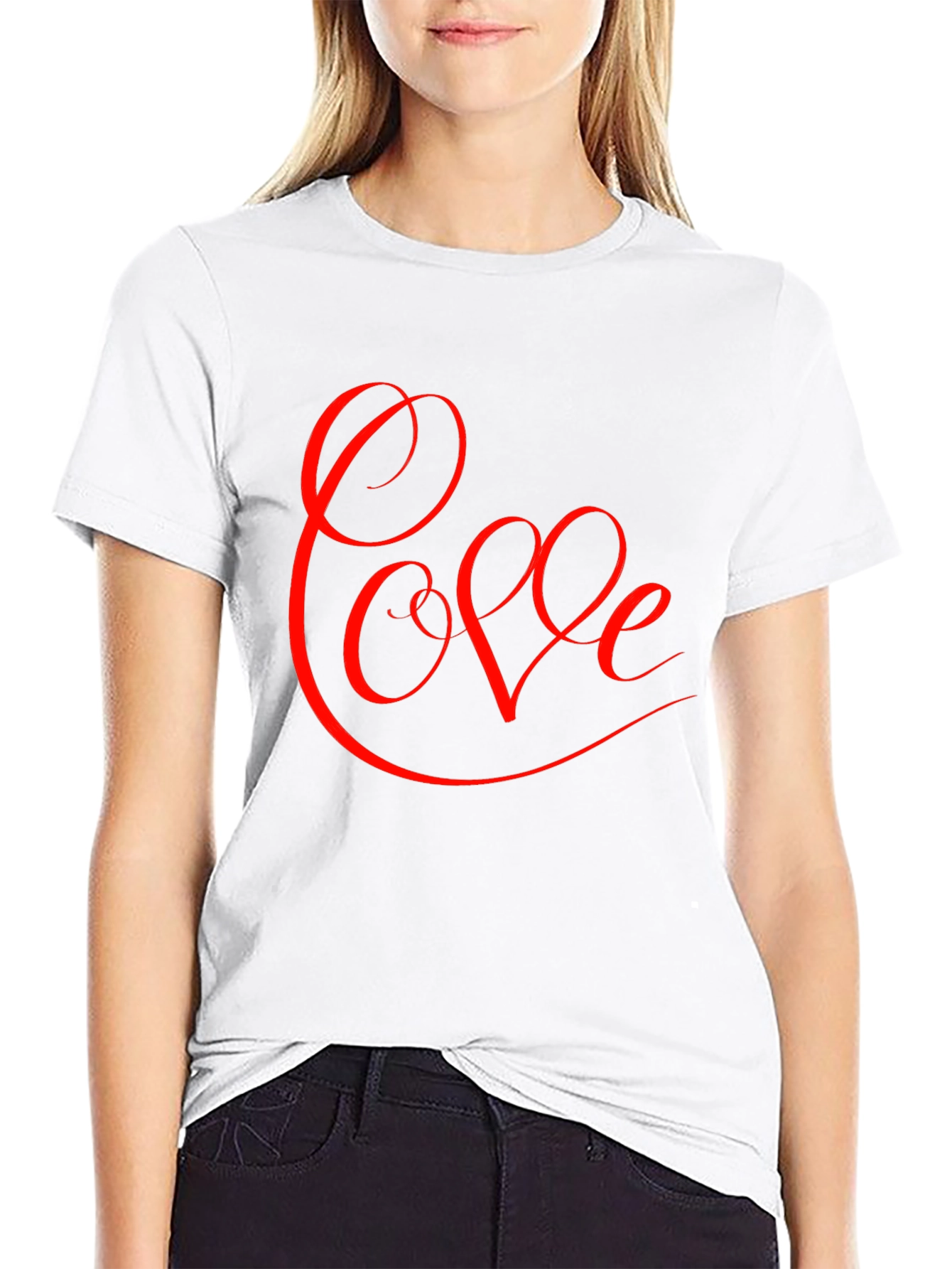 Love Script Graphic Tee - Black Cotton Blend