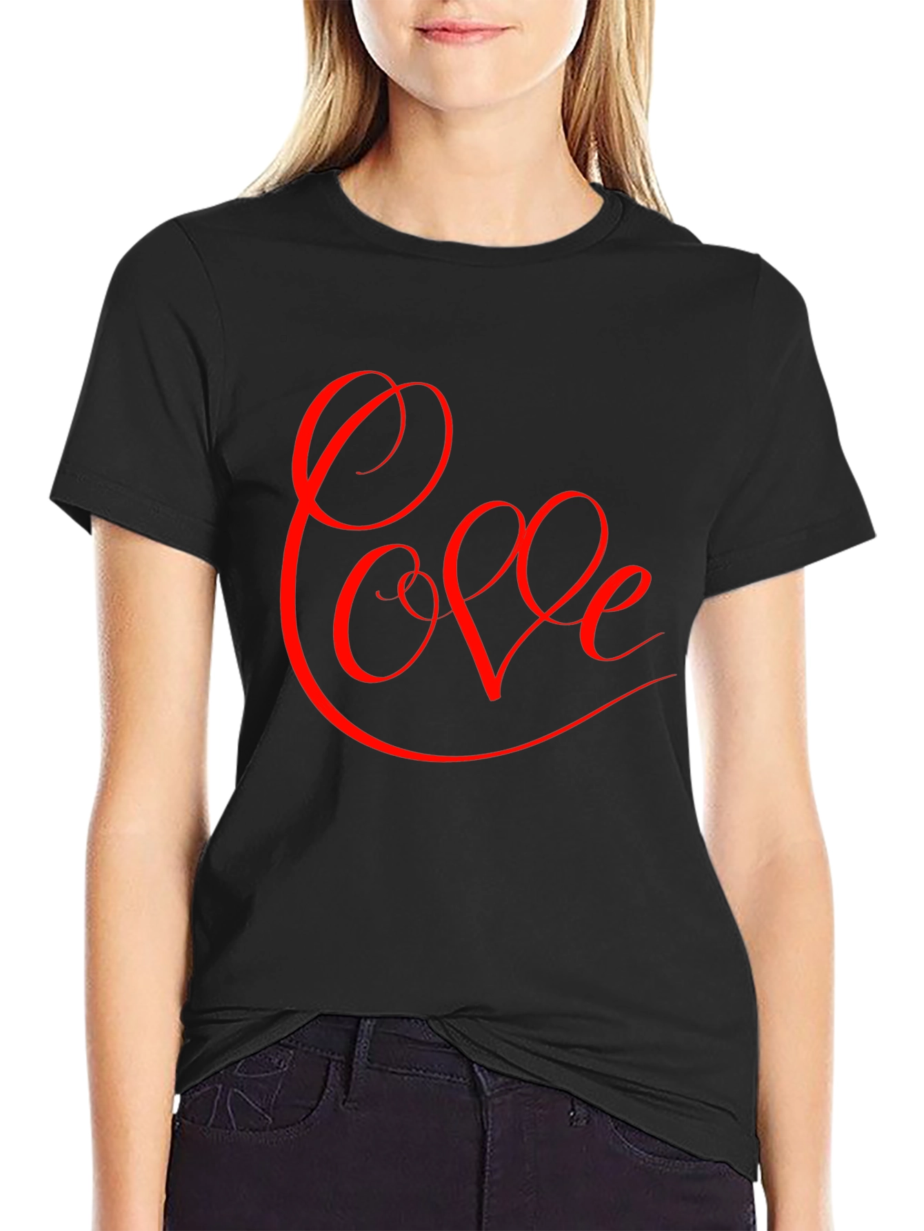 Love Script Graphic Tee - Black Cotton Blend