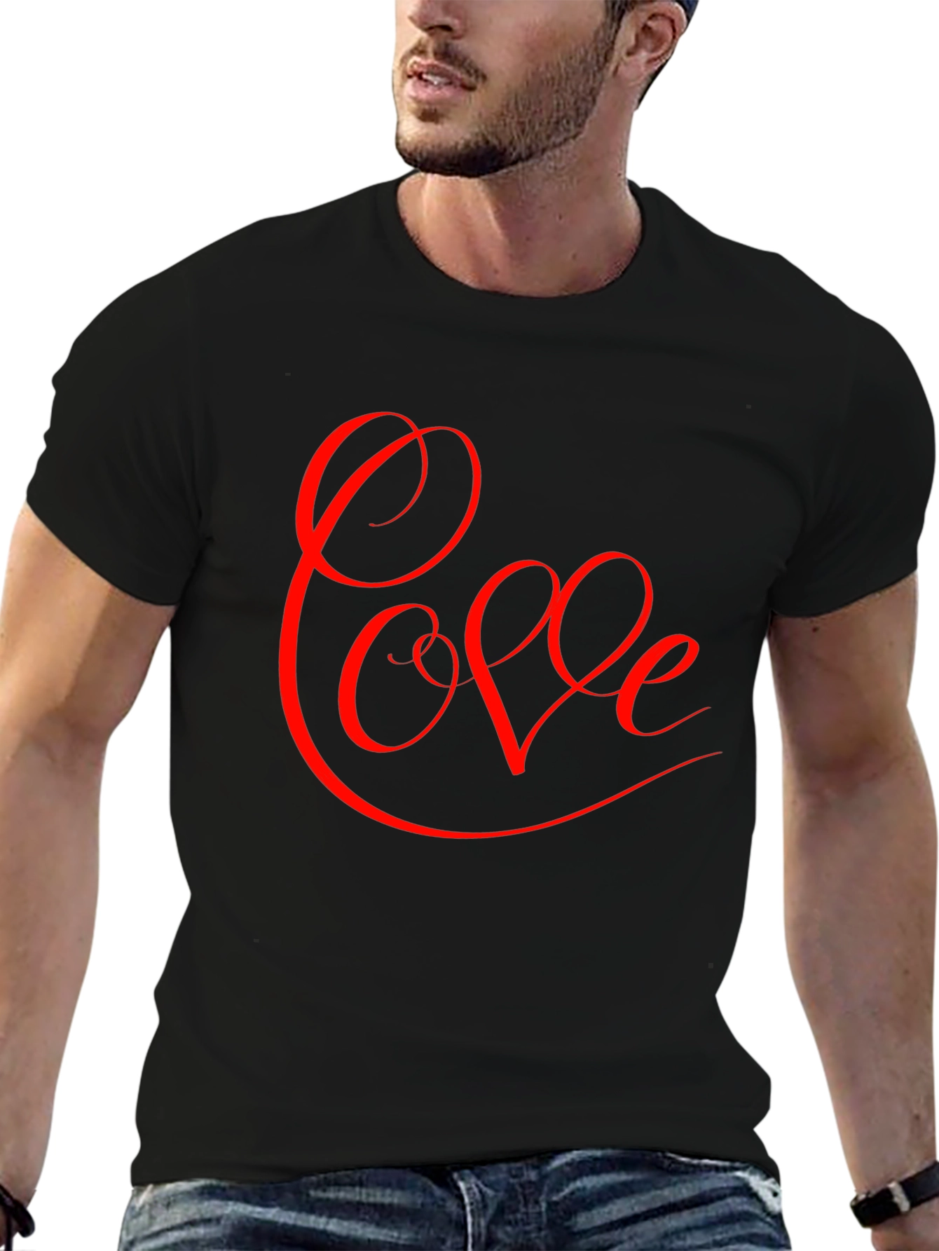 Love Script Graphic Tee - Black Cotton Blend