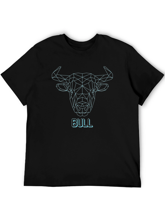 Geometric Bull Graphic T-Shirt - Black