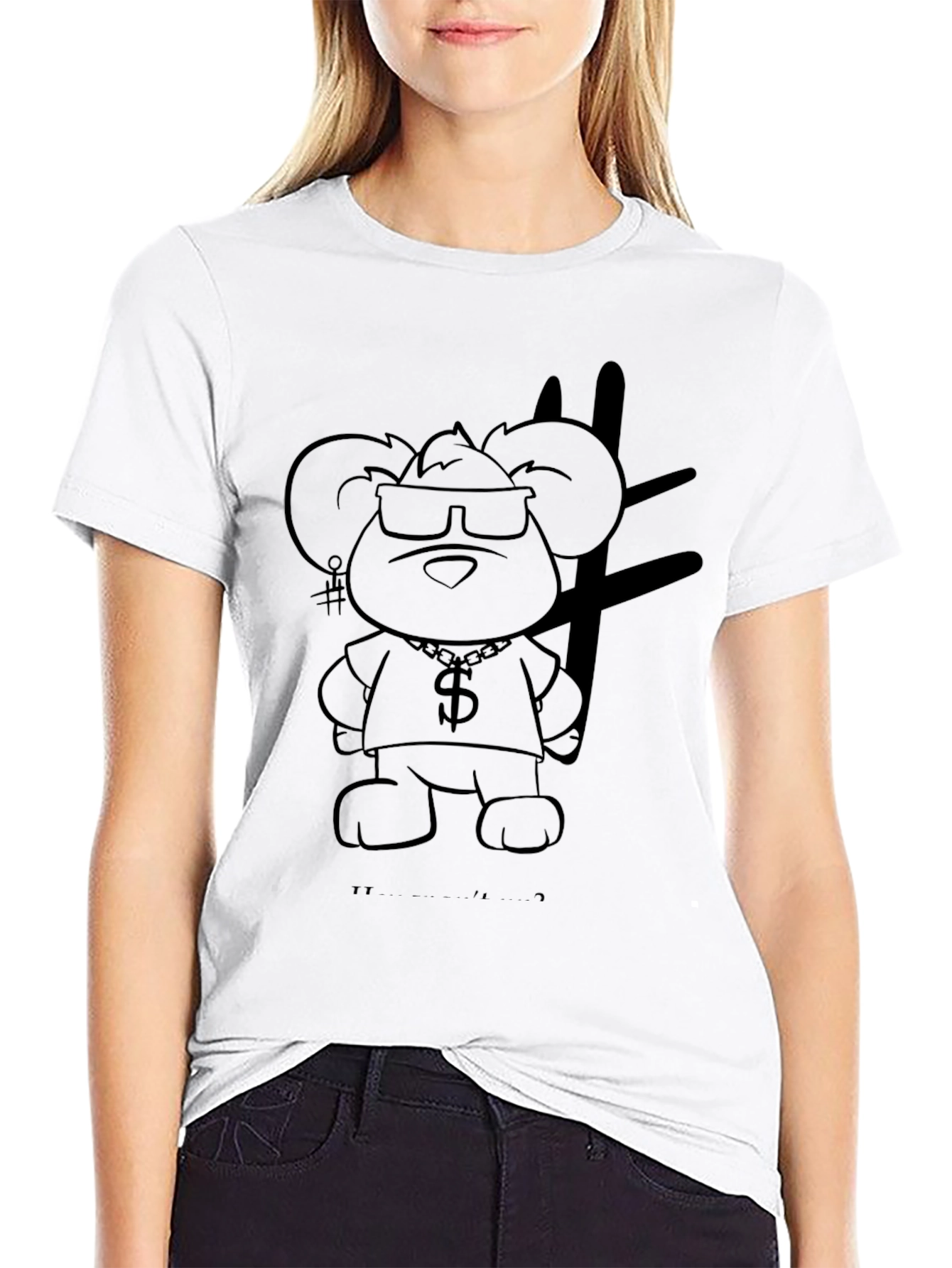 Cool Cartoon Mouse Graphic Black T-Shirt