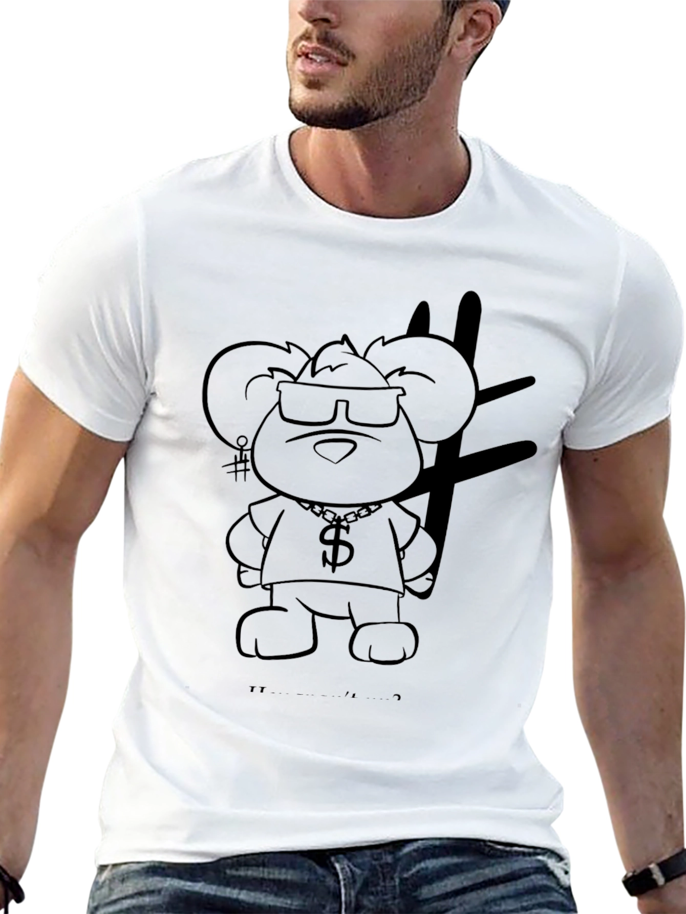 Cool Cartoon Mouse Graphic Black T-Shirt