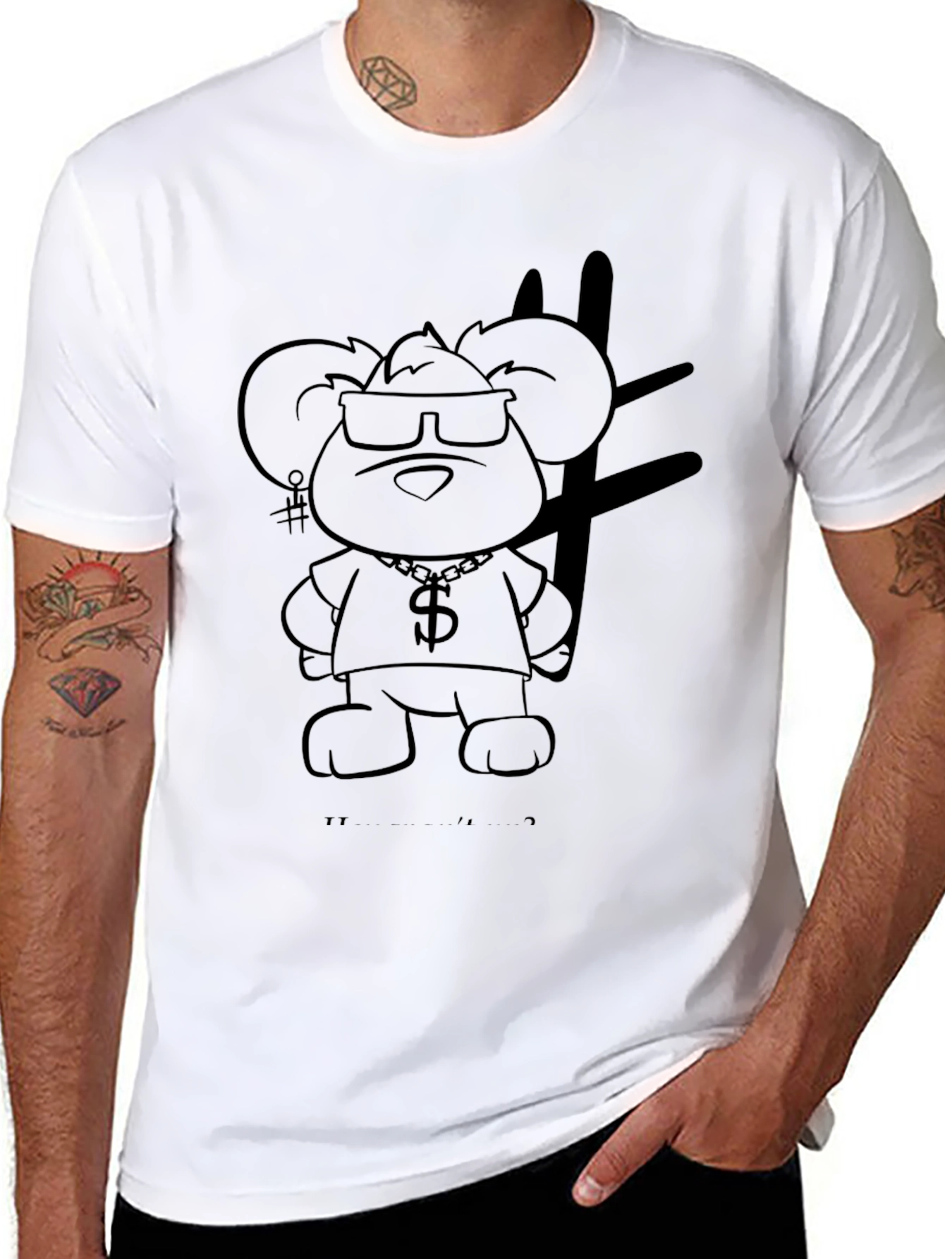 Cool Cartoon Mouse Graphic Black T-Shirt