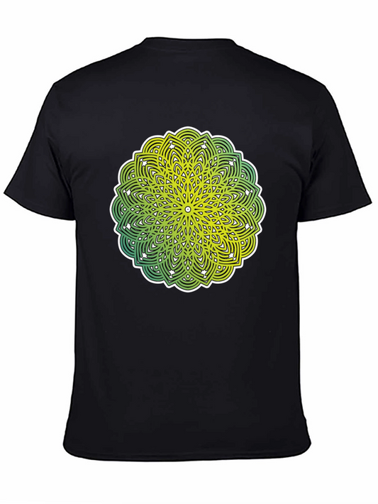 Mandala Graphic Tee - Mens Black Cotton Shirt