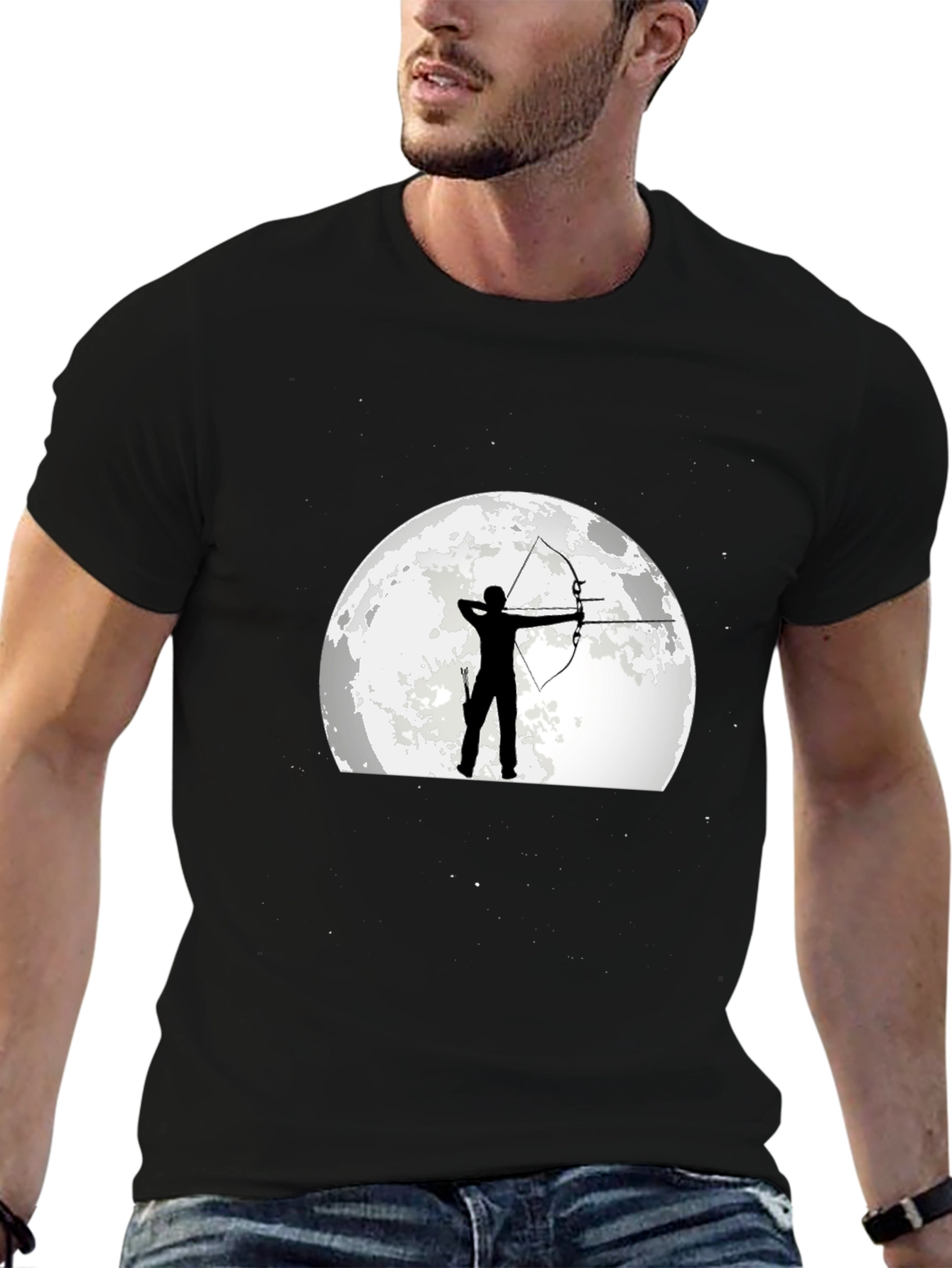 Archer Moon Graphic T-Shirt - Black Cotton Tee