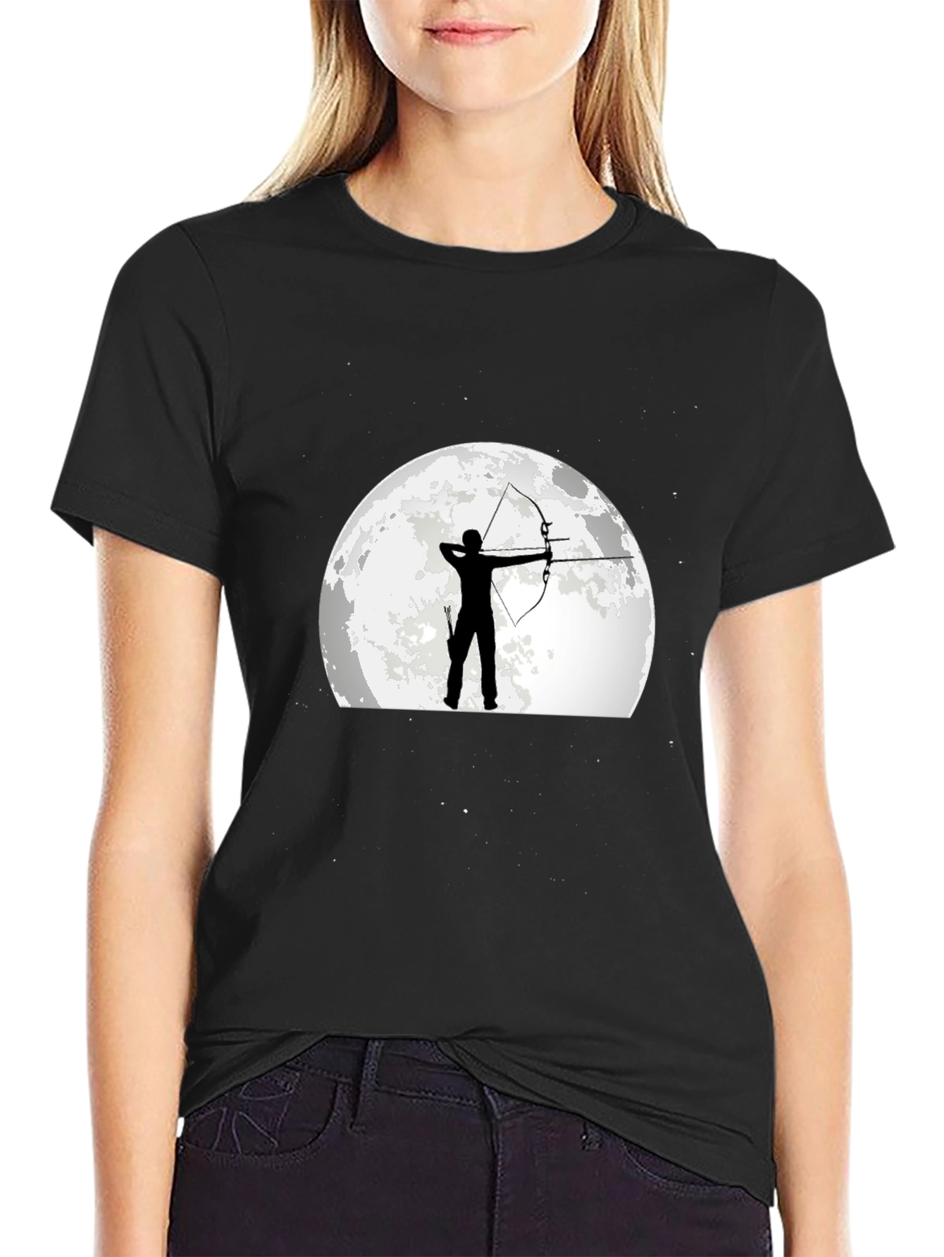 Archer Moon Graphic T-Shirt - Black Cotton Tee