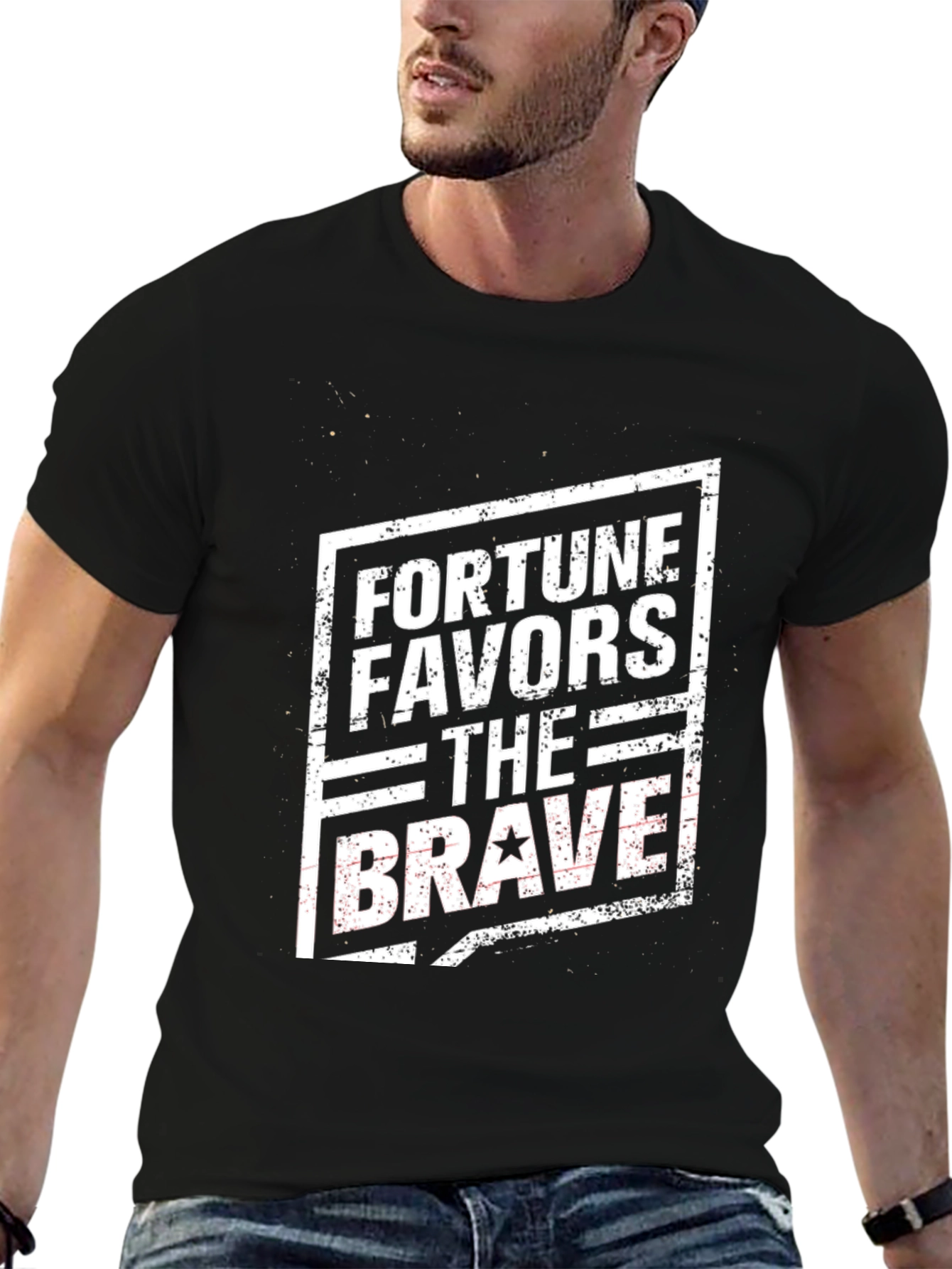 Fortune Favors the Brave Black T-Shirt