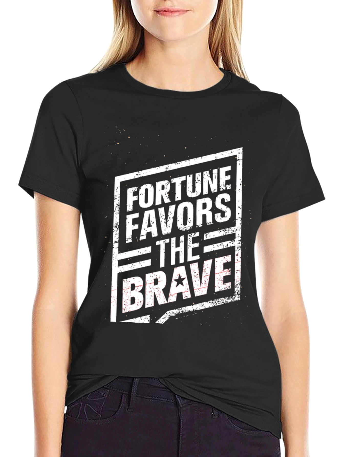 Fortune Favors the Brave Black T-Shirt