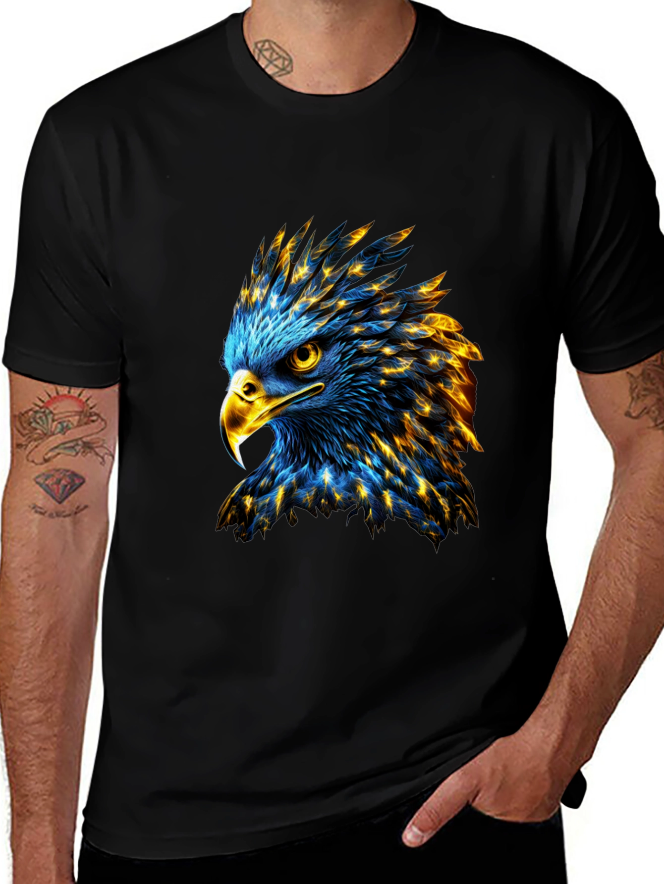 Bold Eagle Graphic Print Black T-Shirt