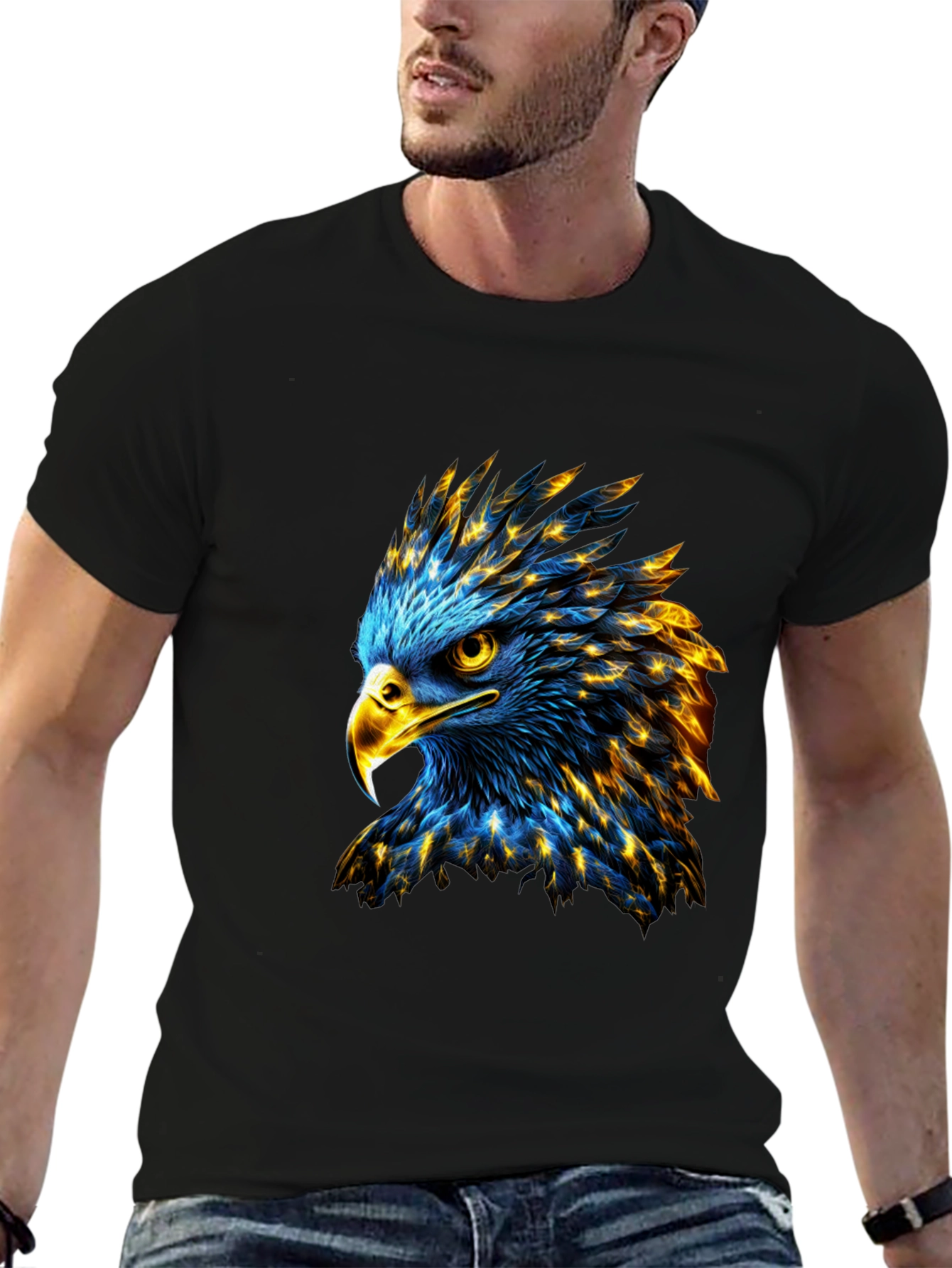 Bold Eagle Graphic Print Black T-Shirt