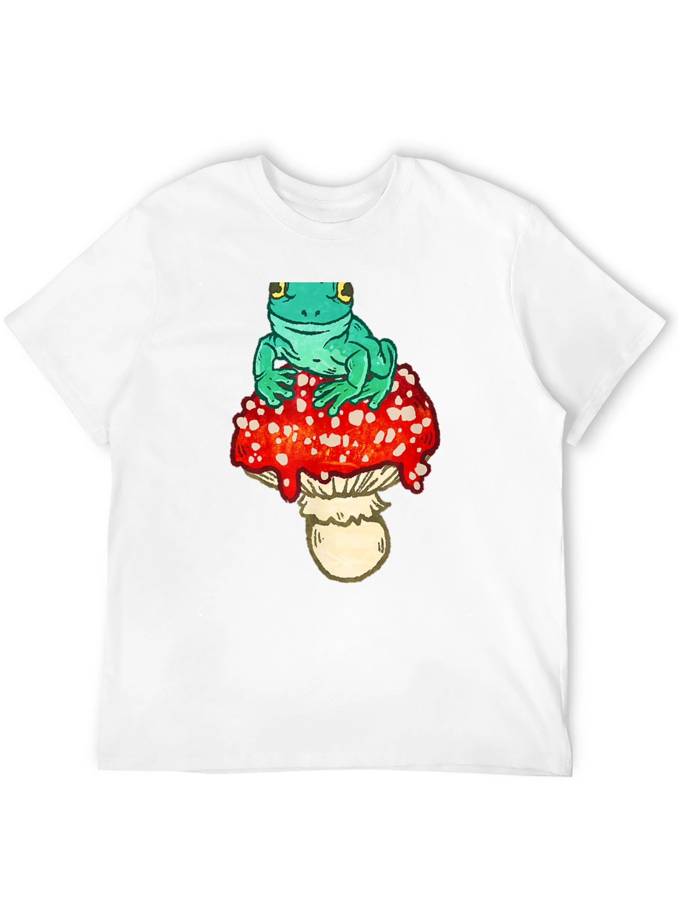 Frog on Mushroom Black T-Shirt