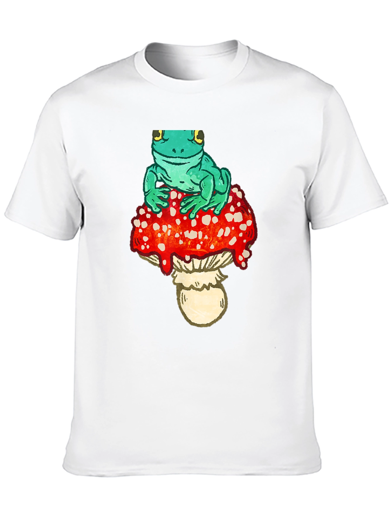 Frog on Mushroom Black T-Shirt