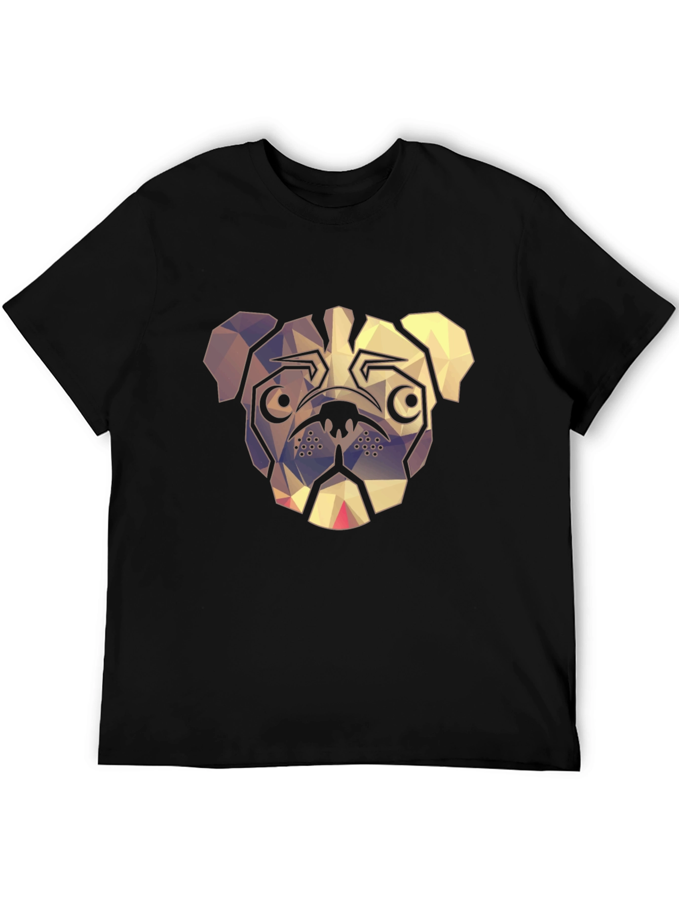 Geometric Pug Graphic Tee - Modern Dog Lover Shirt