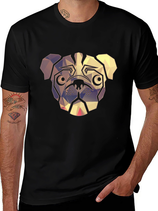 Geometric Pug Graphic Tee - Modern Dog Lover Shirt