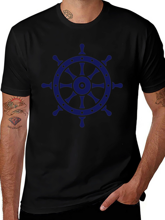 Nautical Wheel Graphic Tee - Black