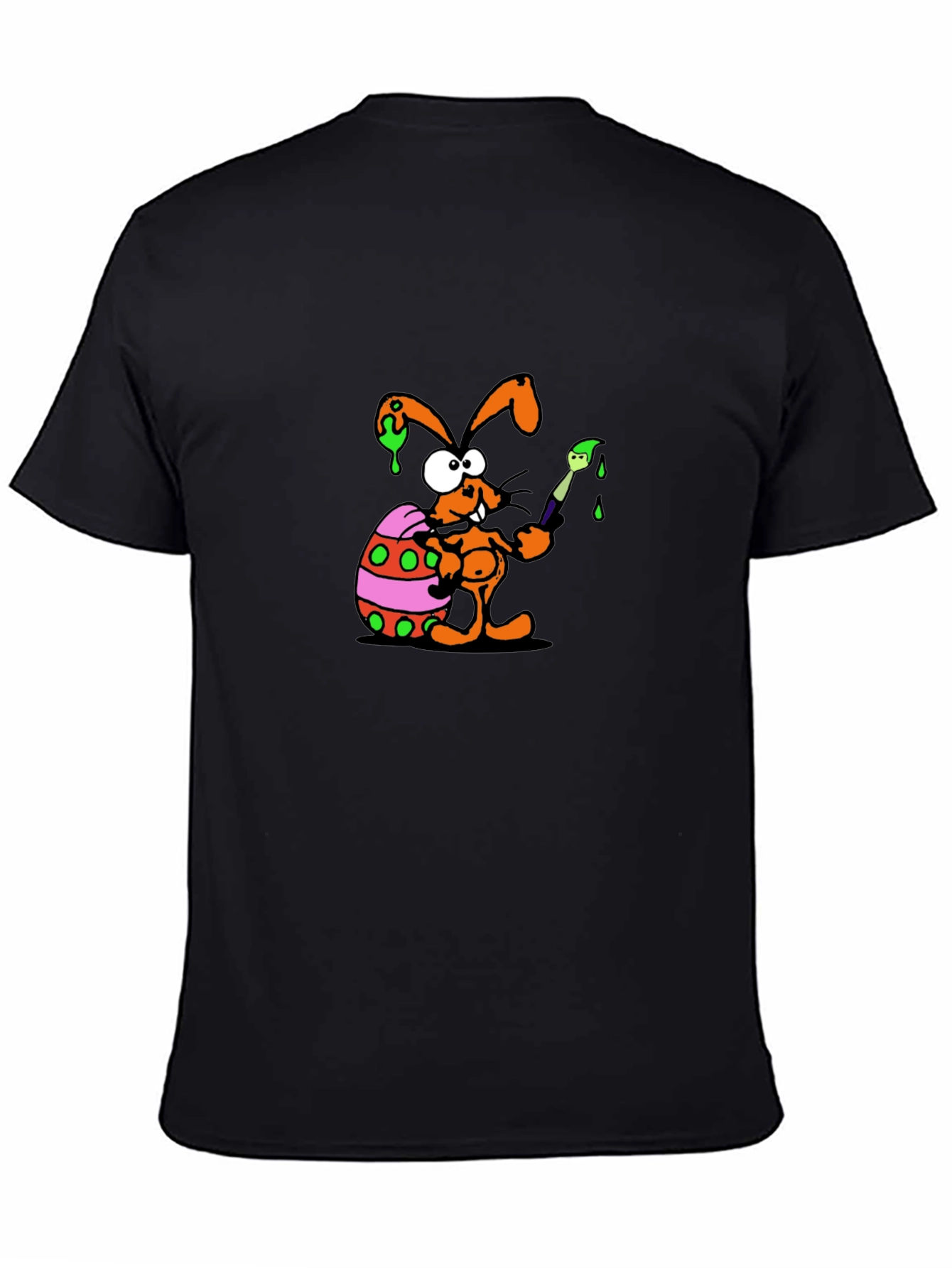 Funny Easter Bunny Painting Egg Black T-Shirt