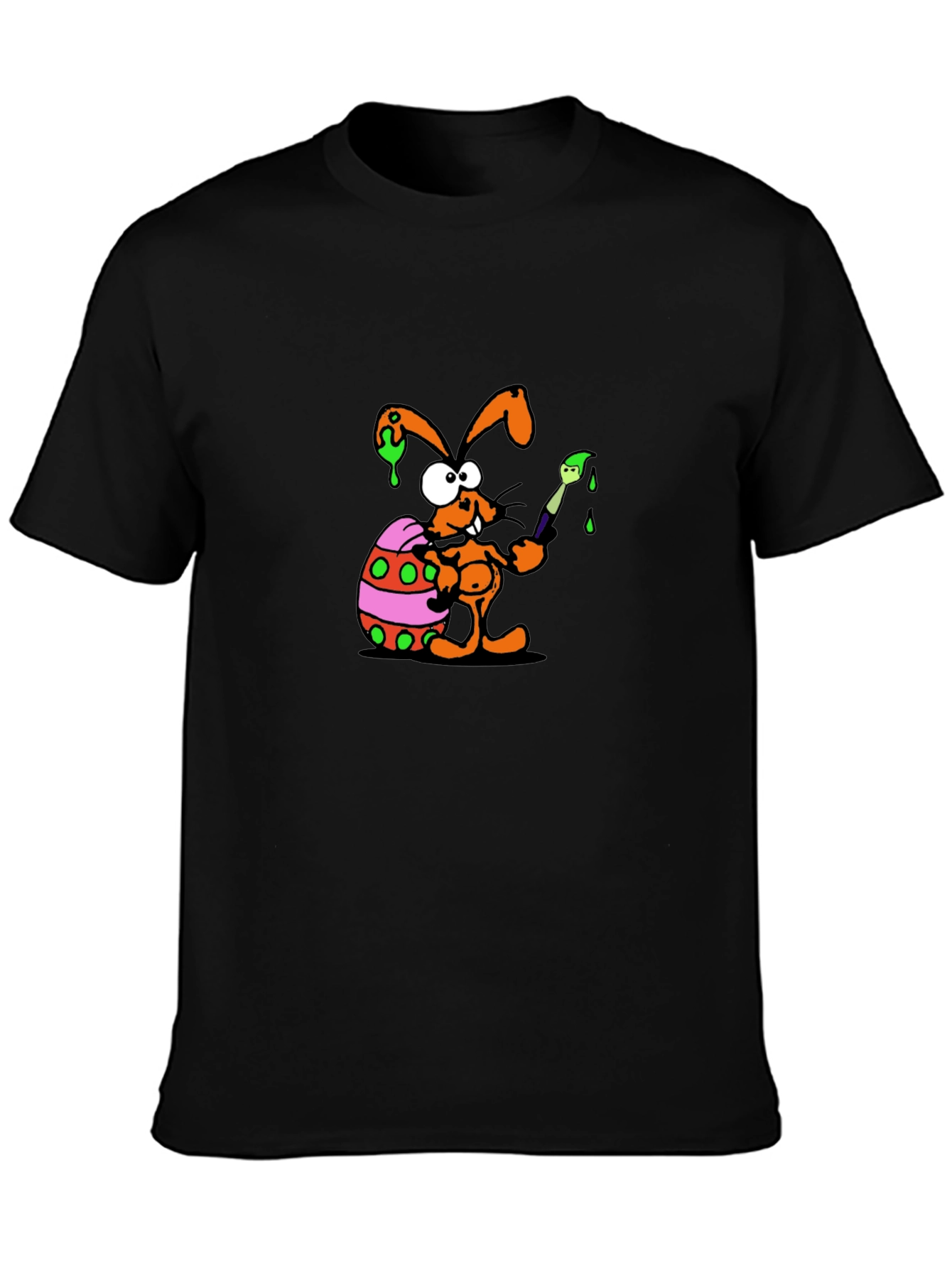 Funny Easter Bunny Painting Egg Black T-Shirt