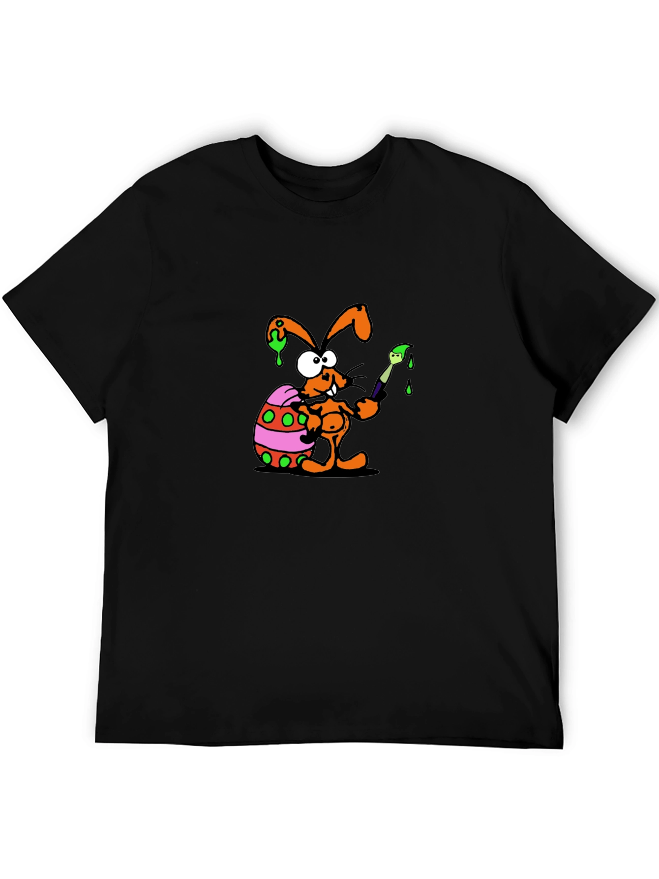 Funny Easter Bunny Painting Egg Black T-Shirt