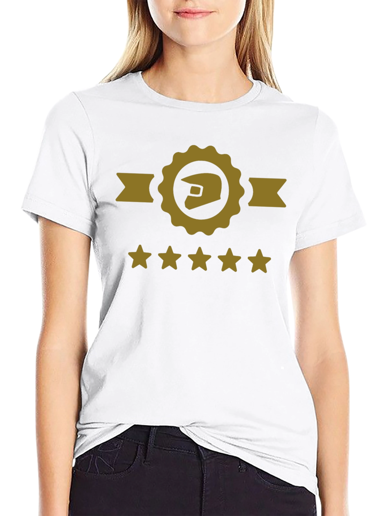 Motocross Helmet Gold Star Rated Black T-Shirt