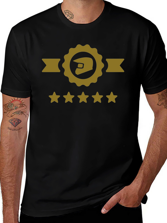 Motocross Helmet Gold Star Rated Black T-Shirt
